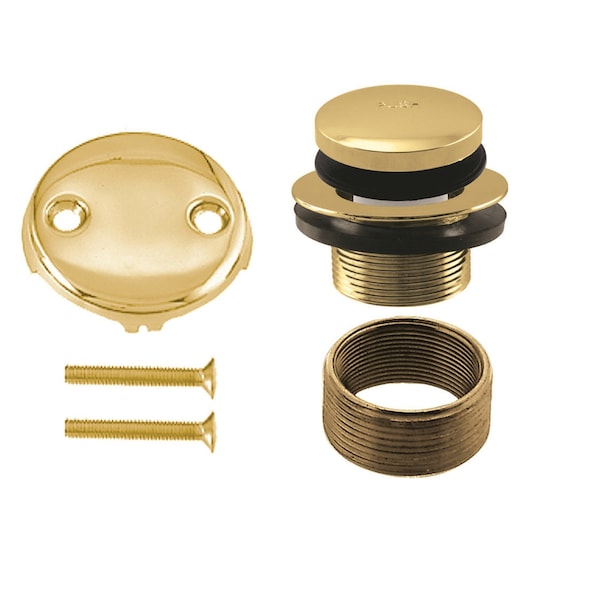 Westbrass Universal Thread Bathtub Tip-Toe Drain Trim with 2-Hole Overflow Cover, Polished Brass D93K-01 - main